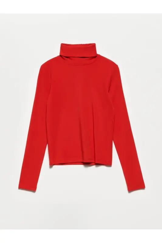 50167 Balıkçı Yaka Bluz-k.kırmızı-K.Kırmızı - DILVIN
