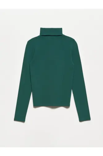 50167 Balıkçı Yaka Bluz-zümrüt-Zümrüt - DILVIN (1)