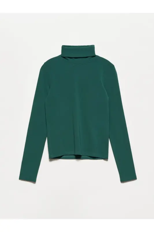 50167 Balıkçı Yaka Bluz-zümrüt-Zümrüt - DILVIN