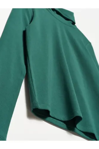 50167 Balıkçı Yaka Bluz-zümrüt-Zümrüt - 3