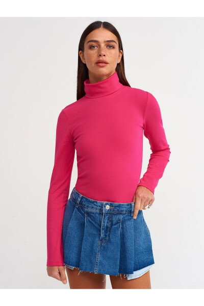 50167 Fisherman Neck Blouse - Fuchsia - DILVIN