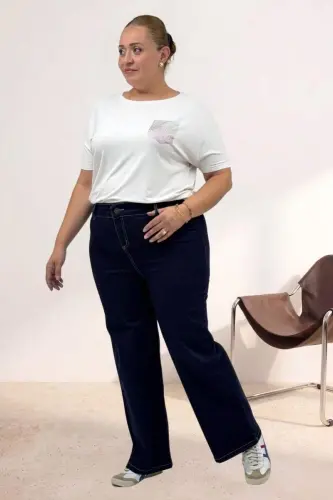 5065 Cepsiz Borupaça Kot Pantolon - Koyu Lacivert - 1