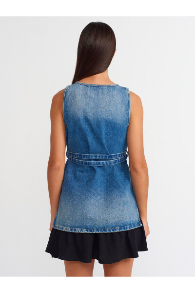 50729 Thin Belt Denim Blouse - Blue - DILVIN (1)