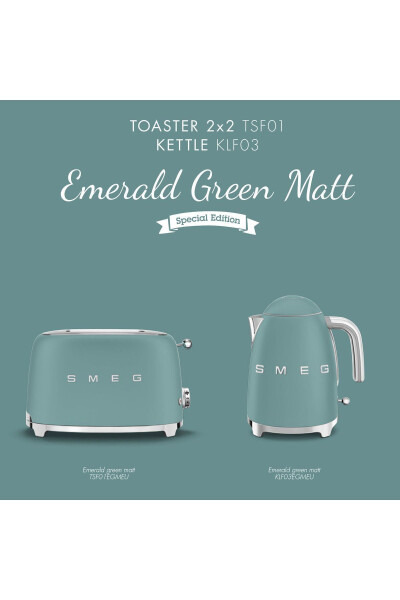 50's Style Special Edition Mat Zümrüt Yeşil Kettle Ve 1x2 Ekmek Kızartma Makinesi Seti - 7