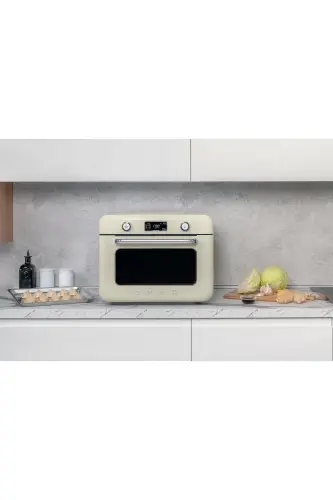 50’s Style Krem Retro Buharlı Mini Fırın-Krem - 3