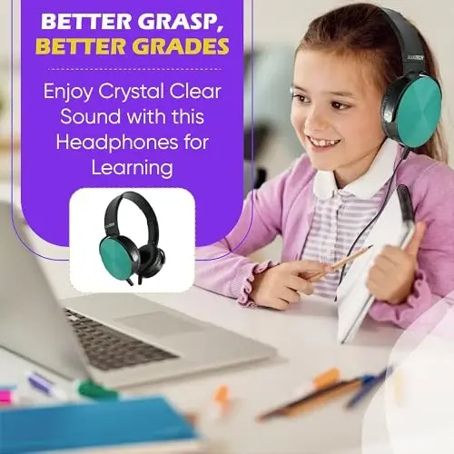 50 Pack Bulk Wired On-Ear Leather Headphones with 3.5mm Connector, Round Metal Housing, Black - 7