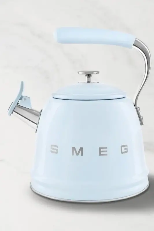50's Style Pastel Blue Stovetop Whistling Kettle 2.3 Lt - 1