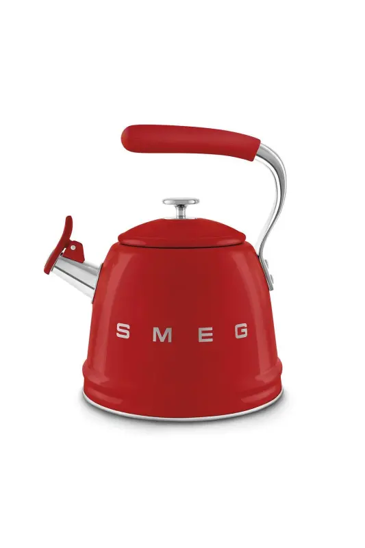 50s Style Red Stovetop Whistling Kettle, 2.3 L - 2