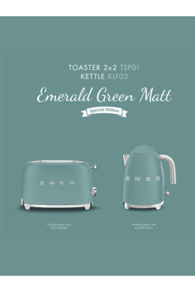 50s Style Special Edition Matte Emerald Green Kettle and 1x2 Slice Toaster Set - SMEG