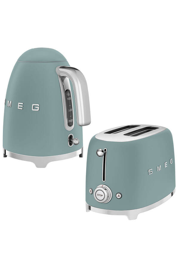 50s Style Special Edition Matte Emerald Green Kettle and 1x2 Slice Toaster Set - 2