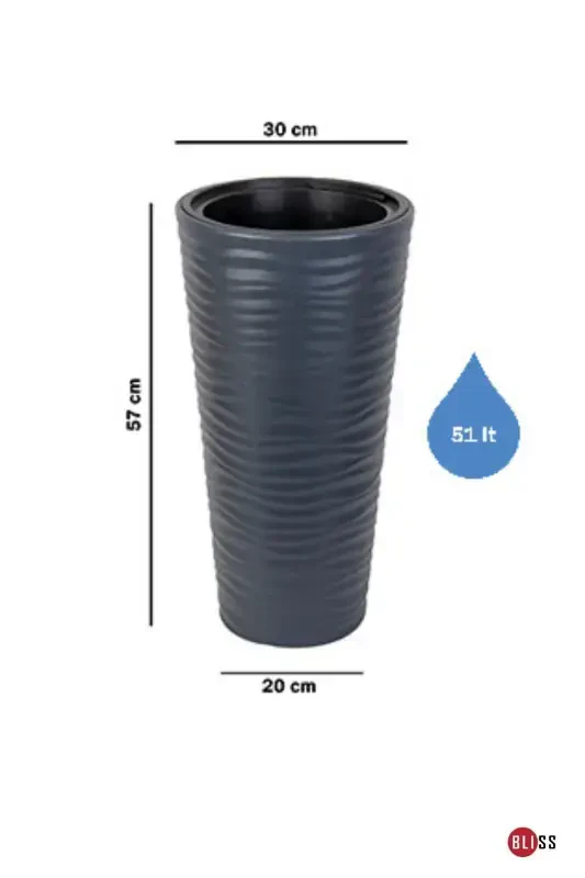 51 Lt Dekorativ Ko'p Maqsadli Qumli Vaza Guldasta & Soyabon (Ichliksiz)-Kulrang - 2