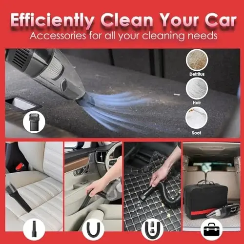 51Pcs Car Cleaning Kit,Handheld Vacuum with 8000Pa Suction, Car Interior Detailing Kit with Detailing Brush set, Car Detailing Kit, Cleaning Gel, Car Cleaning Supplies,Car Wash Brush With Long Handle - 2