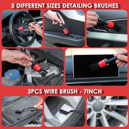 51 Pcs Car Cleaning Kit,Handheld Vacuum with 8000Pa Suction, Car Interior Detailing Kit with Detailing Brush set, Car Detailing Kit, Cleaning Gel, Car Cleaning Supplies, Car Accessories for Men/Women - 4