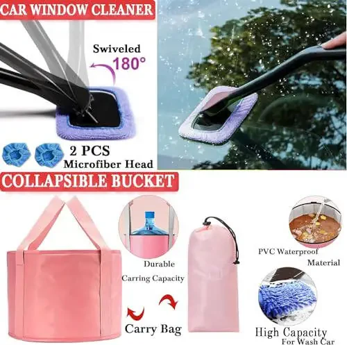 51 Pcs Car Cleaning Kit,Handheld Vacuum with 8000Pa Suction, Car Interior Detailing Kit with Detailing Brush set, Car Detailing Kit, Cleaning Gel, Car Cleaning Supplies, Car Accessories for Men/Women - 5