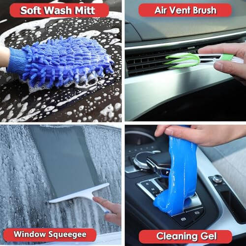 51 Pcs Car Cleaning Kit,Handheld Vacuum with 8000Pa Suction, Car Interior Detailing Kit with Detailing Brush set, Car Detailing Kit, Cleaning Gel, Car Cleaning Supplies, Car Accessories for Men/Women - 6