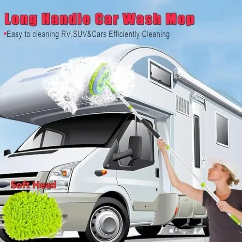 51Pcs Car Cleaning Kit,Handheld Vacuum with 8000Pa Suction, Car Interior Detailing Kit with Detailing Brush set, Car Detailing Kit, Cleaning Gel, Car Cleaning Supplies,Car Wash Brush With Long Handle - 4