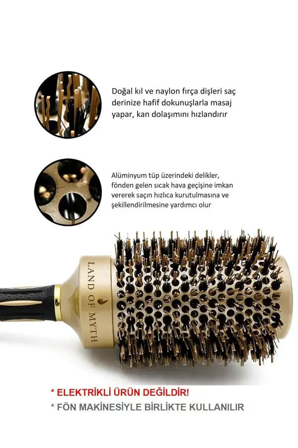 53 мм-лом1144 Нанотехнологическая керамическая ионная термощетка для волос, натуральная щетина из конского волоса, профессиональная - 2