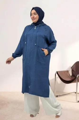 53010 Katta O‘lchamli Zanjirli Reglan Yeng Menanj Zig‘ir Kapa - Indigo - 1