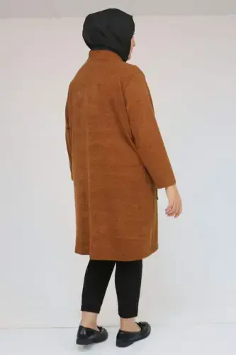 53034 Katta Hajmli Cho'ntak Tafsilotli Mir Kurtka - Taba - 3