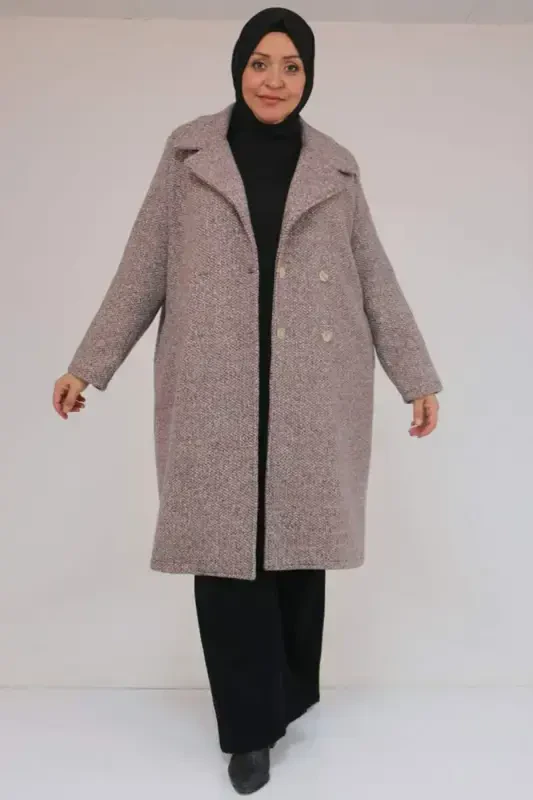 53037 Katta hajmli mostrali erkaklar yoqali şanel пальто - Qahva - 1