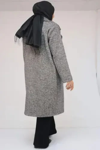 53037 Katta hajmli mostrali erkaklar yoqali Shanel palto - Qora - 3