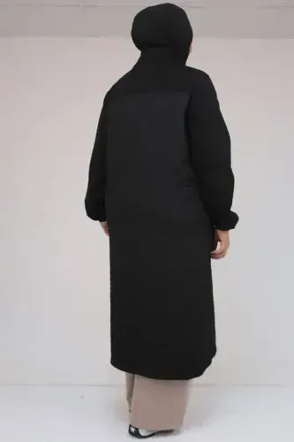 53042 Katta Hajmli Qo'llari Rezinkali Modal-Kapitone Kap - Qora - 3