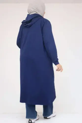 53045 Katta Hajmli Yenglari Rezinkali Modal-Kapitone Kap - To'q ko'k - 3