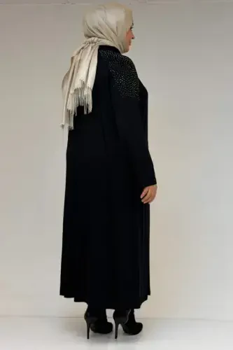 53064 Katta Hajmli Fermuar Tafsilotli Mir Kurtka - Qora - 3