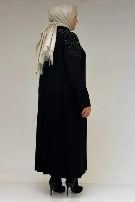 53064 Katta Hajmli Fermuar Tafsilotli Mir Kurtka - Qora - 3