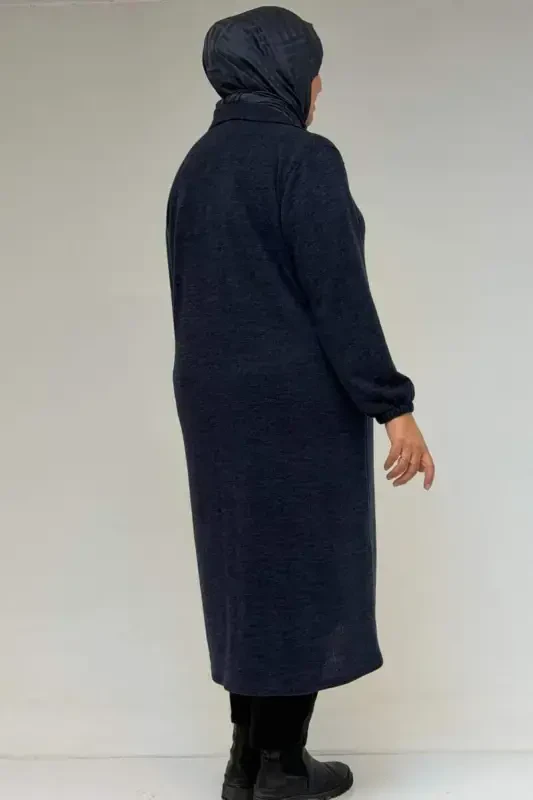 53064 Plus Size Zipper Detailed Mira Jacket - Navy Blue - 3