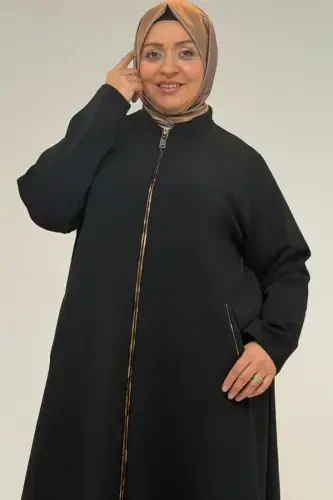 53072 Plus Size Underwire Zippered Steel Bra - Black - 1