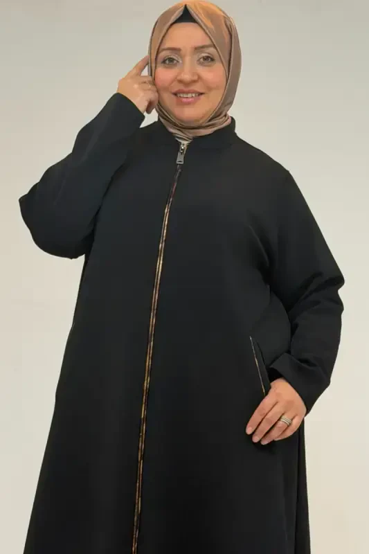 53072 Plus Size Underwire Zippered Steel Bra - Black - 1