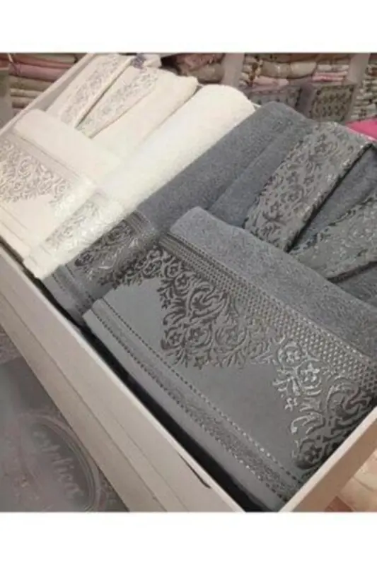 537 Star Pattern Gray-Cream-Cream - GENEL MARKALAR