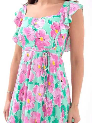 5370 DRESS-PINK ROSE PATTERN - BÜYÜKBEDENIZ (1)