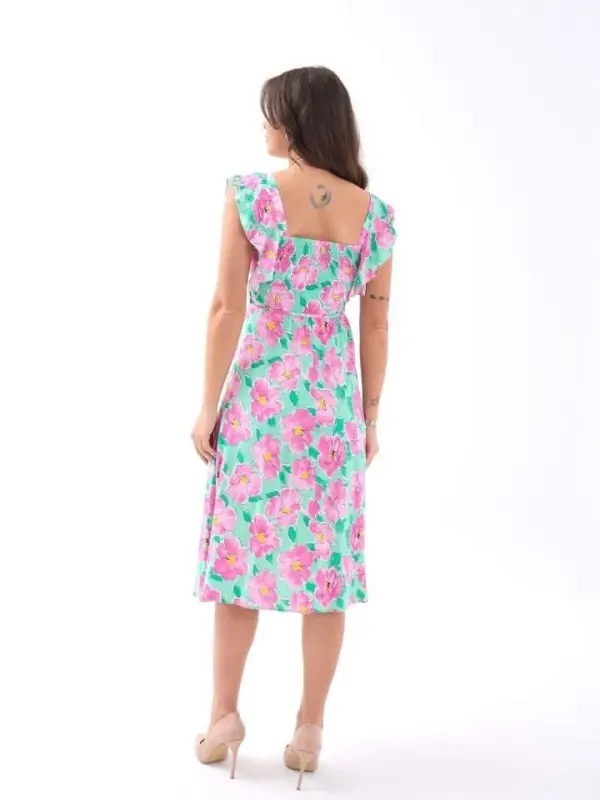 5370 DRESS-PINK ROSE PATTERN - 5