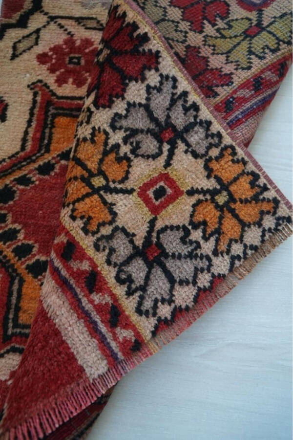 53x53 cm Handwoven Small Doormat Rug Excellent Condition - 5