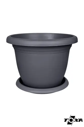 54 lt Antrasit Gri Tabaklı Mat Plastik Yuvarlak Saksı Villa No12 Ø58x41 cm. - 54 Litre (58 cm. ) - 3