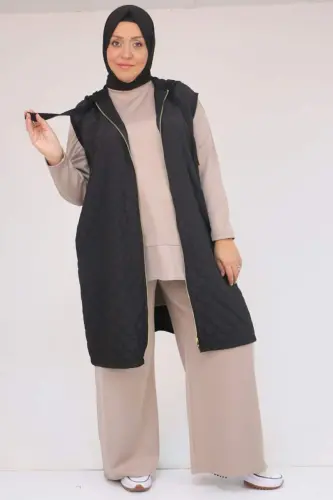 54009 Plus Size Quilted - Modal Vest - Black - 1