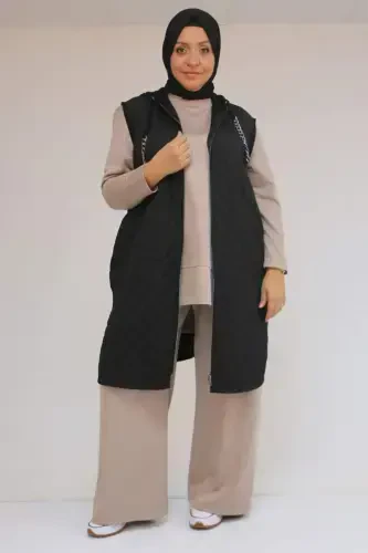 54010 Plus Size Quilted - Modal Vest - Black - 1