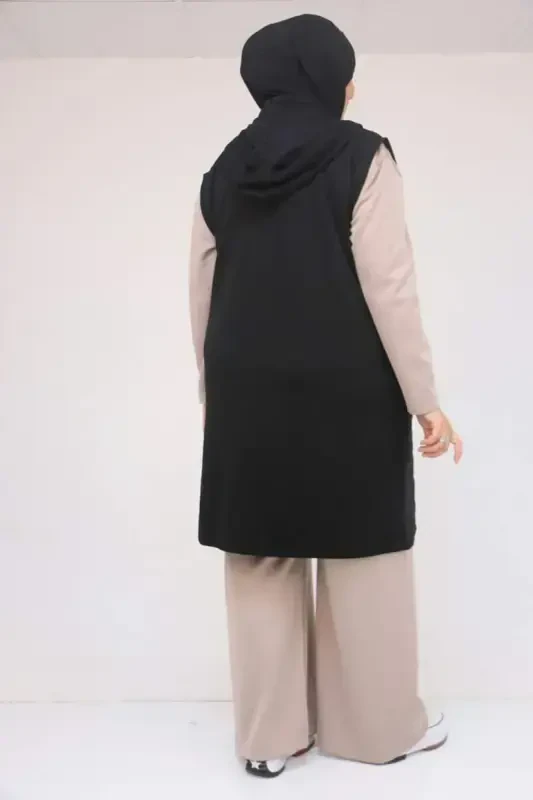 54010 Plus Size Quilted - Modal Vest - Black - 3