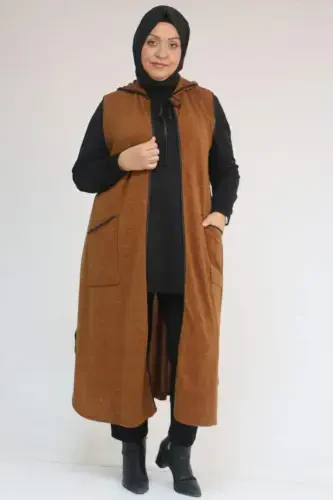 54014 Plus Size Waterport Bias Tape Mir Vest - Brown - 1