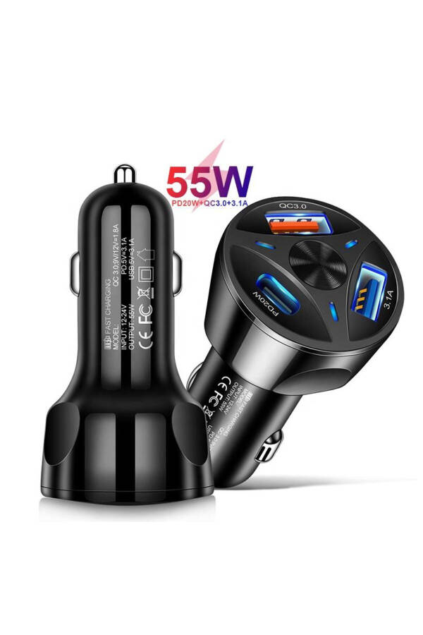 55W PD Q.C 3.0 Fast Car Charger Adapter Compatible with iPhone 7/8/8Plus/X/Xs/XsMax/11/12/13/14 Pro Max - 1