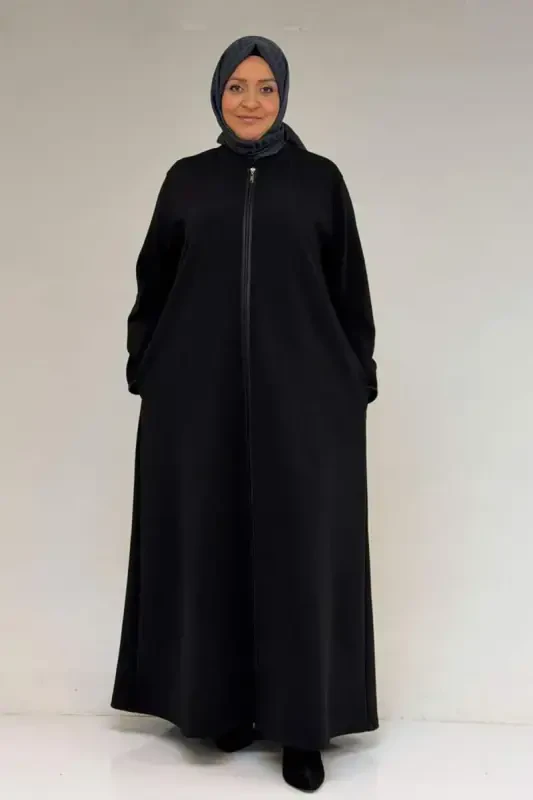 56003 Katta Hajmli Old Tomonidan Fermuarli Yoqali Faraja - Qora - 1