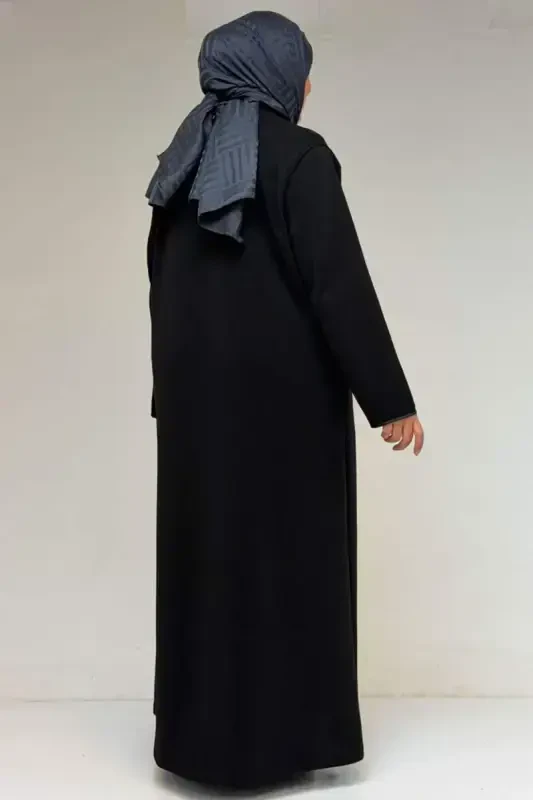 56003 Katta Hajmli Old Tomonidan Fermuarli Yoqali Faraja - Qora - 3