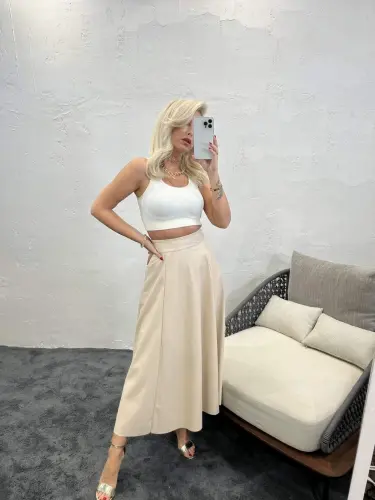 5629 SKIRT-CREAM - BÜYÜKBEDENIZ (1)