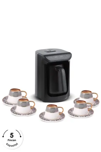 Hatır Közde Türk Kahvesi ve Türk Kahve Makinesi Shiny Black 5 Fincan Kapasiteli Bol Köpüklü - Parlak Siyah - 4