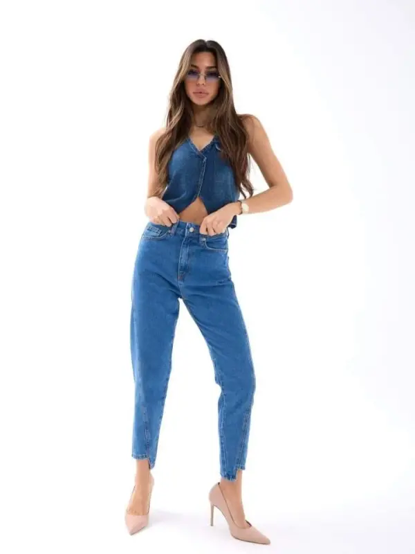 5682 KOT PANTOLON-KOYU MAVİ - 1