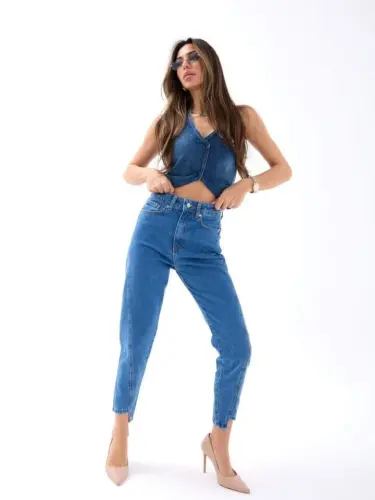 5682 KOT PANTOLON-KOYU MAVİ - 5