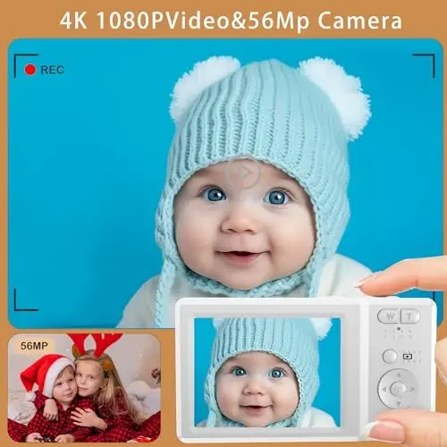 56MP FHD Digital Camera with 20X Digital Zoom & Autofocus, Anti-Shake Point and Shoot Camera for Kids Adults Beginners, Includes 32GB SD Card, Portable Compact for Travel - 2