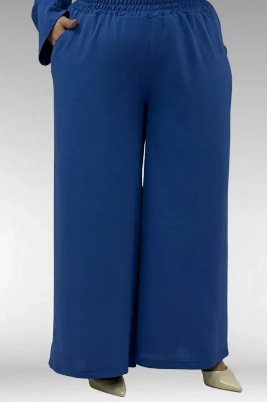 57031 Büyük Beden Erkek Yaka Airobin Pantolonlu Takım - İndigo - 3